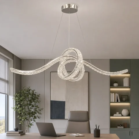 Підвісна кришталева LED-люстра Artlight 568-1000CH хромована з об’ємним вузлом, пультом і регулюванням яскравості Підвісна кришталева LED-люстра Artlight 568-1000CH хромована з об’ємним вузлом, пультом і регулюванням яскравості