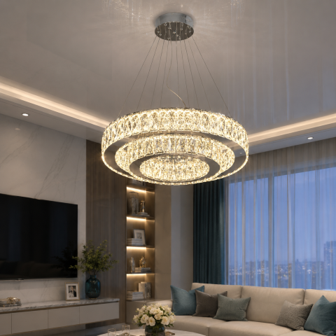Підвісна люстра LED Diasha 575/500+320HR хром 82 Вт 4510 Лм Підвісна люстра LED Diasha 575/500+320HR хром 82 Вт 4510 Лм
