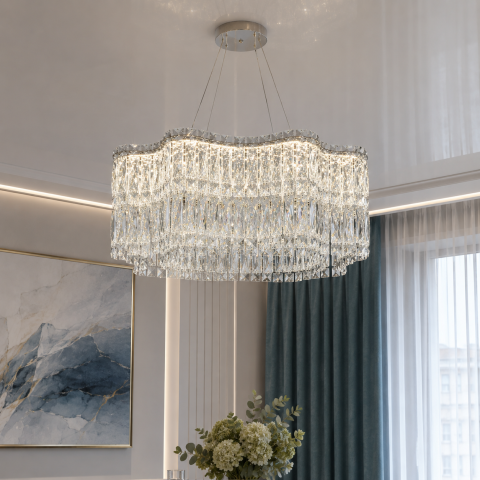 Підвісна LED-люстра Diasha 576/600HR, кришталь, пульт, 85 W, 58 см, 0-16m2