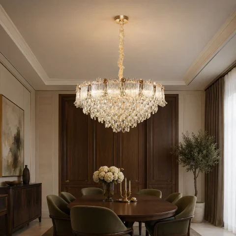 Підвісна кришталева люстра Splendid Ray L8251/780*H340/19 (A+B), золото, 19 ламп E14, від 20-30 м²