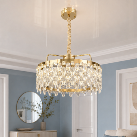 Золота кришталева LED люстра 582-500GD Artlight діаметром 50 см