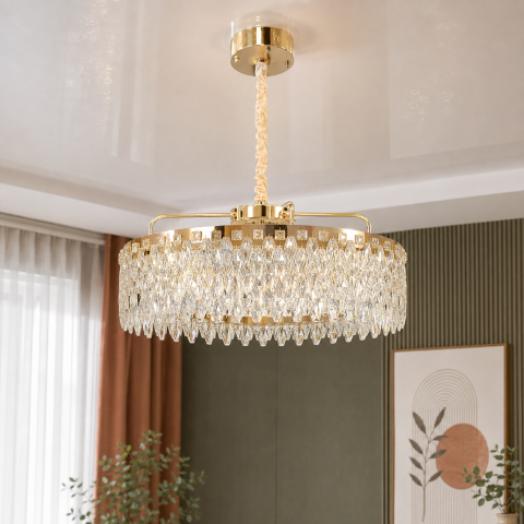 Кругла кришталева люстра 582-600GD Artlight із золотим корпусом та LED світлом