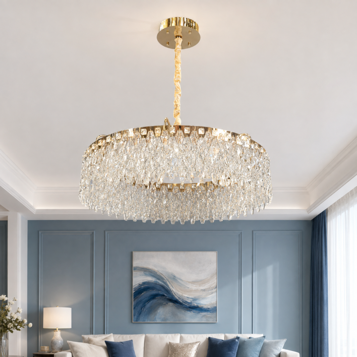 Велика золота кришталева LED люстра 582-800GD Artlight діаметром 80 см Велика золота кришталева LED люстра 582-800GD Artlight діаметром 80 см