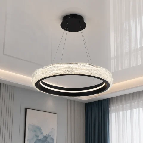 Подвесная LED-люстра Diasha 583-500BK с акриловым кольцом, пультом, 84 W, 50 см, 10–18 м²