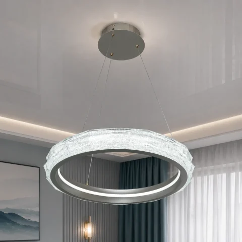 Подвесная LED-люстра Diasha 583-500G с акриловым кольцом, пультом, 84 W, 50 см