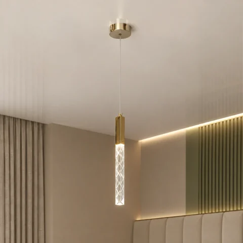 Золотий мінімалістичний LED підвіс зі скляним стрижнем Artlight 2350/1GD