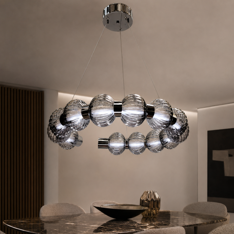 Світлодіодна люстра підвісна Artlight 6078/525 з димчастими скляними плафонами, 30W Світлодіодна люстра підвісна Artlight 6078/525 з димчастими скляними плафонами, 30W