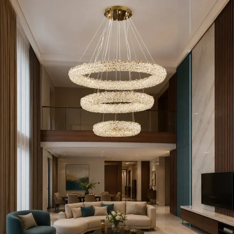 Підвісна світлодіодна кришталева люстра Splendid Ray L6356/800+600+400/3 LED, золото