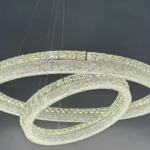 Люстра Linisoln 633-80*50 кристалеві кільця LED, метал + кришталь + акрил, 160 Вт