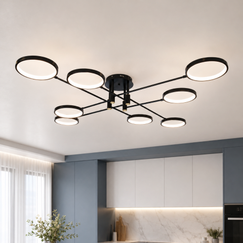 Чорна стельова LED люстра на 8 джерел світла 6402/8BK Artlight