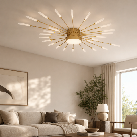 Світлодіодна люстра стельова Artlight 6472/28GD, 19 Вт, сатинове золото