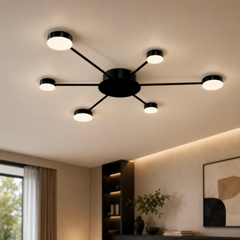 Світлодіодна люстра стельова Artlight 6473/6 з шістьма круглими плафонами, 36 Вт
