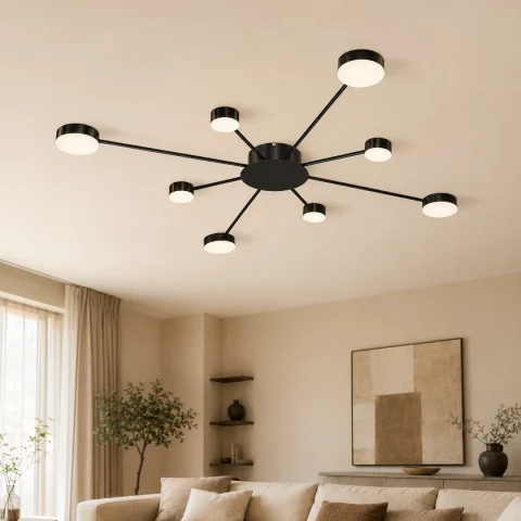 Світлодіодна люстра стельова Artlight 6473/8 з вісьмома круглими плафонами, 50 Вт