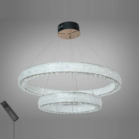 LED підвісна люстра Diasha 662/800+500GD 2 кільця, золото, 142 Вт, пульт
