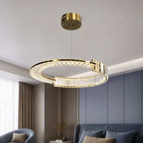 Кільцева підвісна LED-люстра Artlight 561/600 з прозорим скляним декором, латунь, 75 Вт, від 13-20 м²