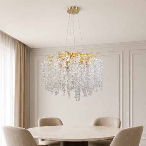 Підвісна люстра Гліцинія Artlight 6822-600GD на 10 ламп E14 з прозорим та матовим склом