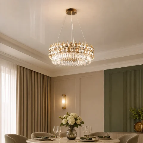 Підвісна кришталева люстра Splendid Ray L5749-600/6 (FGD), золото, 6 ламп E14, від 13-20 м²