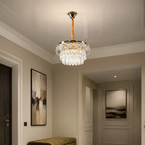 Золота кришталева світлодіодна люстра Splendid Ray LA7013/400/4+LED (SGD), 40 см, 4 лампи E14 з LED-підсвіткою