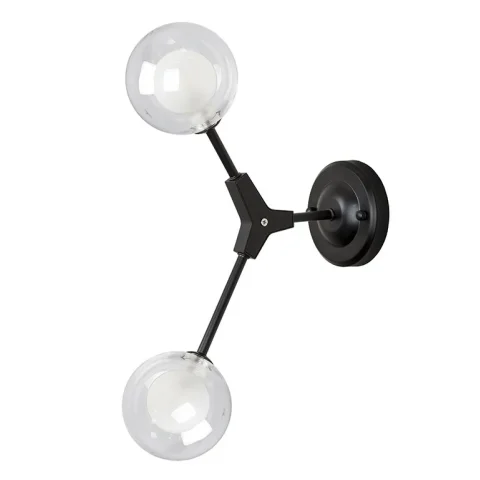 Бра настенное Levistella 761W1002F-2 BK+CLWH, G9, черное стекло, современный стиль, диаметр 100 мм