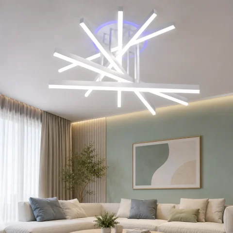 Стельова світлодіодна люстра Diasha 7010WH LED 3color, димер, пульт, 102 W, 65 см