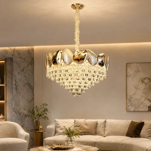 Кришталева люстра Artlight 8836/60GD, золото, 12 ламп E14, прозоре й димчасте скло, Ø61,5 см, від 13-20 м²