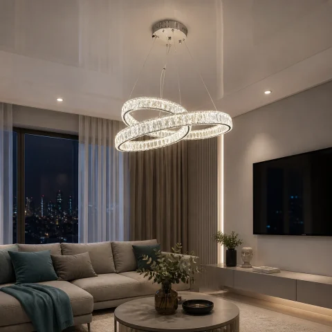 Элегантная подвесная LED-люстра Linisoln 7112 CH хром, хрусталь, 150 Вт, 58 см, 15–17 кв. м
