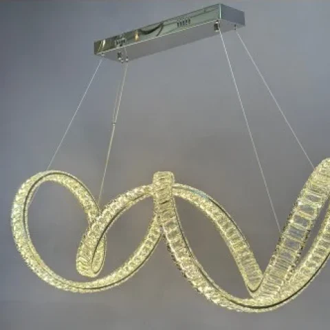 Люстра кришталева над столом Linisoln 7115/100 CH метал, кришталь, LED, 120Вт*2, висота 45–120 см, ширина 97×36 см