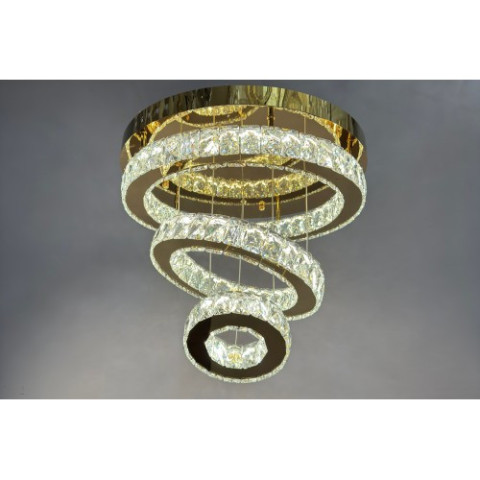 Люстра кршталеві кільця до 20 м² Linisoln 7201-6AD метал, скло, 6 ламп, висота 30-80 см, ширина 48*39*19 см, потужність 70*2 Вт