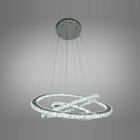 Потолочная люстра LED Diasha 7201-9W/750+580+400HR 105W, 75 см, с пультом, IP20, современный стиль, дизайнерская кристальная