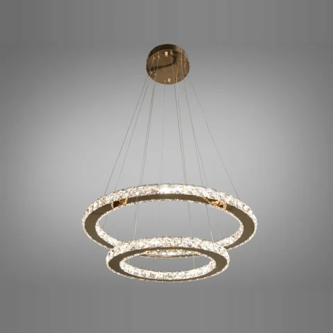 Люстра стельова LED Diasha 7206-8W/580+400G «Кришталеві кільця», 65W, золото, сучасний стиль, регулювання висоти, пульт ДУ Люстра стельова LED Diasha 7206-8W/580+400G «Кришталеві кільця», 65W, золото, сучасний стиль, регулювання висоти, пульт ДУ