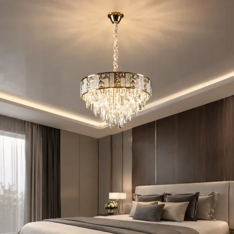Підвісна кришталева люстра Splendid Ray L5602A/500/6 (FGD), золото, 6 ламп E14 (до 40 Вт), 50 см, 10–18 м²