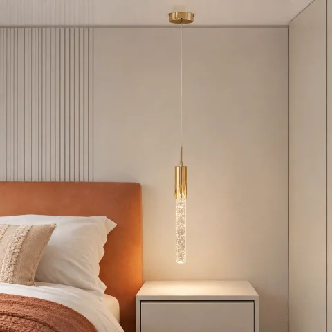 Золотий прикроватний світлодіодний підвіс Artlight 2353/1GD з прозорим склом та нейтральним світлом 3,5W