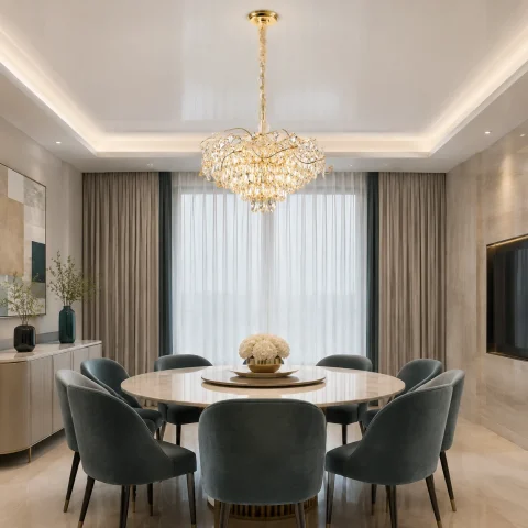 Підвісна кришталева люстра Splendid Ray L2216/600*H310/12, золото, 12 ламп E14, від 13-20 м²