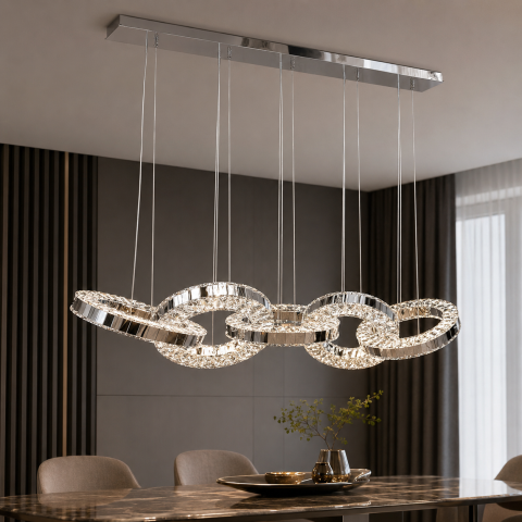 Світлодіодна люстра підвісна Artlight 7710/5 ACH з п'ятьма з'єднаними кільцями, 100W Світлодіодна люстра підвісна Artlight 7710/5 ACH з п'ятьма з'єднаними кільцями, 100W