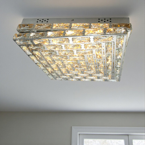 Елегантна кришталева стельова LED-люстра квадратної форми Diasha 7737/500x500CH, 82W, 4510 lm