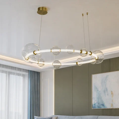 Підвісна LED люстра-кільце Artlight 81991/D730 біла з латунню та скляними плафонами діаметром 72 см Підвісна LED люстра-кільце Artlight 81991/D730 біла з латунню та скляними плафонами діаметром 72 см