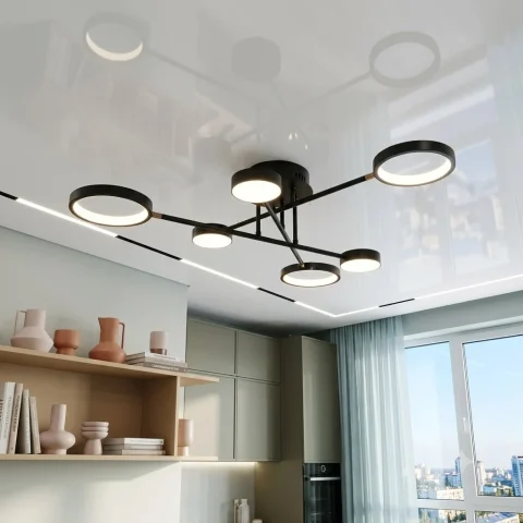 Світлодіодна люстра Splendid Ray L77020/3+3 LED (BLK), чорний, білий, 50 Вт, від 18-28 м²