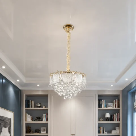 Золота підвісна люстра з кришталевим декором Splendid Ray L8251/480*H290/9, 48 см на 9 ламп, E14