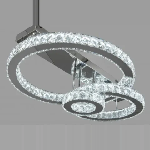 LED люстра стельова Linisoln 7708-3D CH, метал + скло, 3 лампи, 21×78 см, 75 Вт