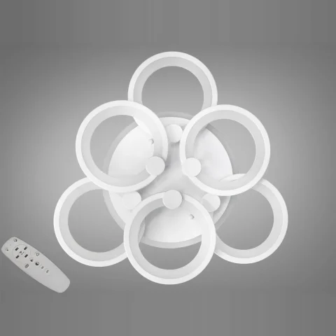 Потолочная люстра LED Diasha 8022/3+3WH, 85W, 3200K-6500K, белый металл, с пультом диммером