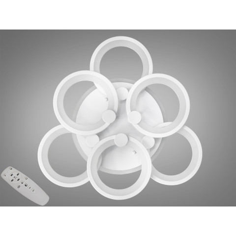 Люстра стельова LED Diasha 8022/3+3WH, 115W, 3200K-6500K, білий метал, з пультом диммером, сучасний стиль для дому