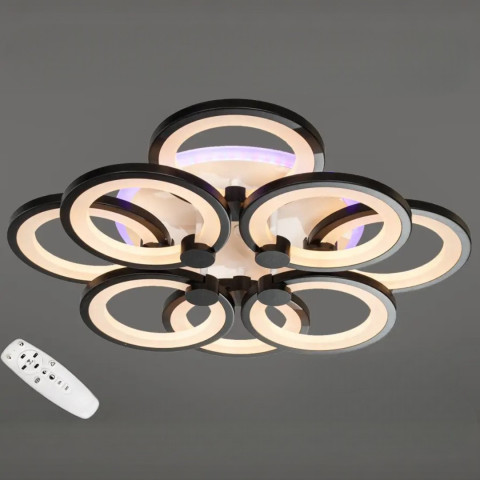 Стельова LED-люстра Diasha 8022/4+4BK 150W, Ø 52×13 см, 3 кольори світла, диммер, пульт