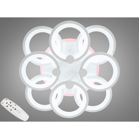 Люстра стельова LED Diasha 8022/4+4WH, 150W, 3200K-6000K, білий акрил, сучасний стиль з диммером