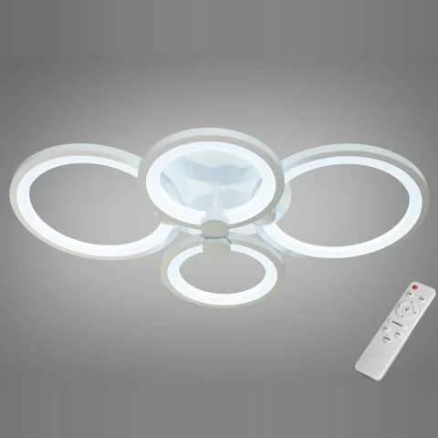 Потолочная люстра LED Diasha 8022/4WH, 70W, 3850 лм, белый акрил, современный стиль, Ø40 см, IP20, с пультом, диммером