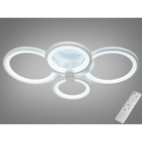 Люстра стельова LED Diasha 8022/4WH, 70W, 3850 лм, білий акрил, сучасний стиль, Ø40 см, IP20, з пультом, димером