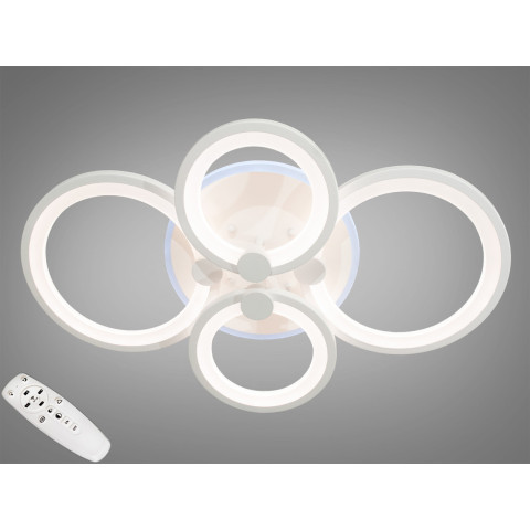 Люстра стельова LED Diasha 8022/4WH, 100W, 3200K-6000K, акрил, сучасний стиль, з диммером, кольорова підсвітка