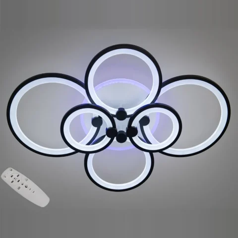Люстра стельова LED Diasha 8022/6BK, 135W, 3color (3200K/4100K/6000K), чорна