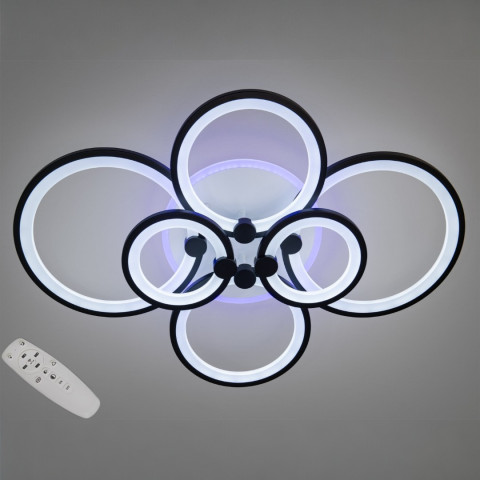 Люстра стельова LED Diasha 8022/6BK, 135W, 3200K-6000K, чорний метал, сучасний стиль, з пультом дистанційного керування
