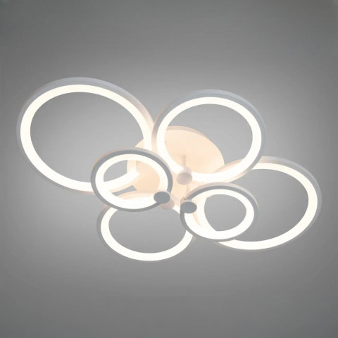 Стельова LED-люстра Diasha 8022/6WH 110W, 6 кілець, 3 кольори світла, Ø58×80 см, диммер, пульт