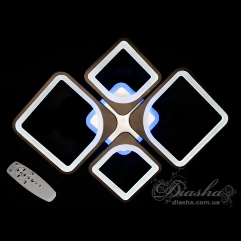 Люстра стельова LED Diasha 8060/2+2BK, 100W, 3200K-6000K, чорний метал, акрил, сучасний стиль, пульт